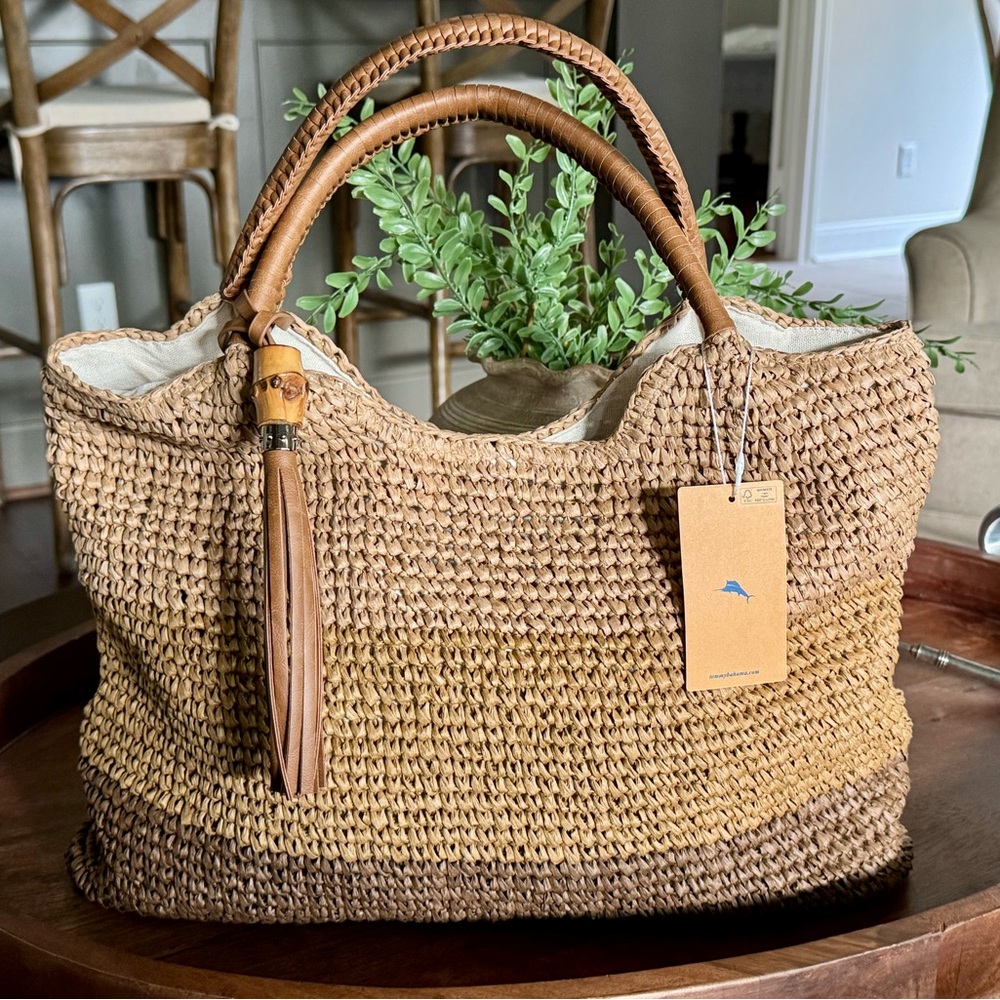 Brand New Tommy Bahama Brown Woven Hobo Bag